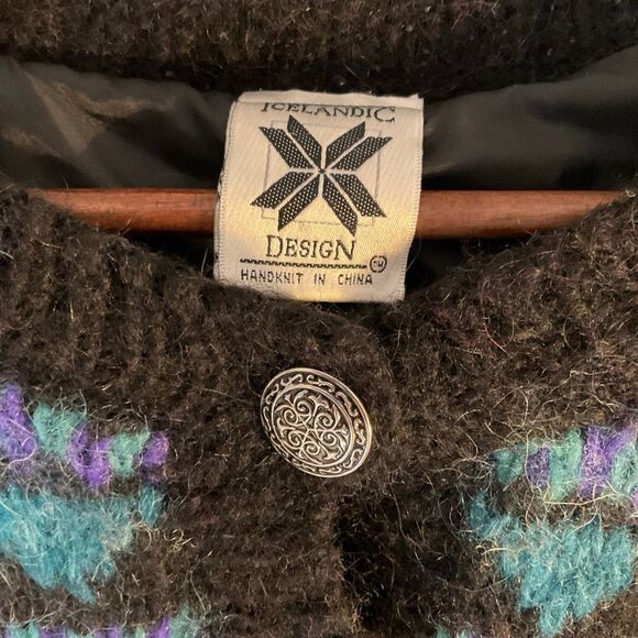 Vintage Icelandic Design 100% Wool Geometric Cardigan M/L - Picture 8 of 16